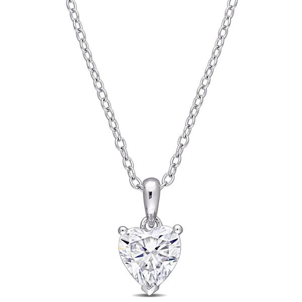 Sterling Silver 1ctw. Heart Moissanite Pendant Necklace