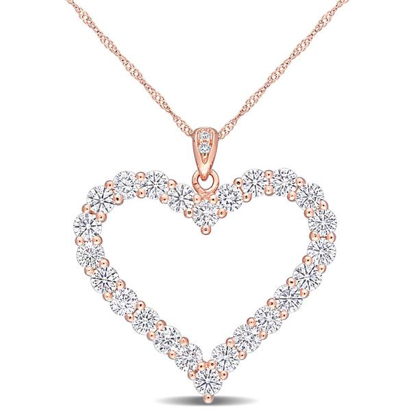 Sterling Silver 18kt. Rose Gold Dew Moissanite Pendant