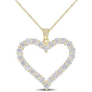 Sterling Silver 18kt. Gold Dew Moissanite Heart Pendant