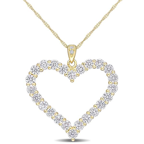 Sterling Silver 18kt. Gold Dew Moissanite Heart Pendant