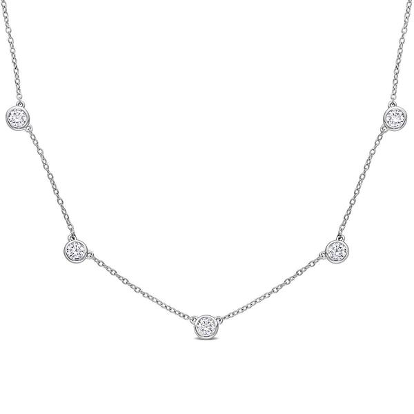 Sterling Silver 2 1/4ctw. Dew Moissanite Station Necklace