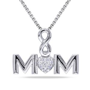 Sophia B Sterling Silver 0.03ctw. Diamond Mom Pendant
