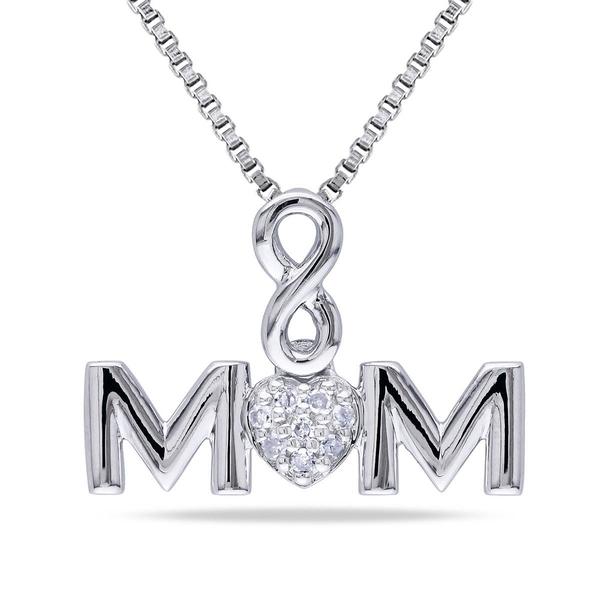 Sophia B Sterling Silver 0.03ctw. Diamond Mom Pendant