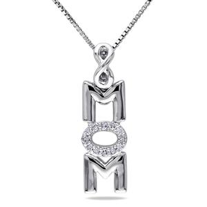 Sophia B Sterling Silver 0.06ct. Diamond Mom Pendant