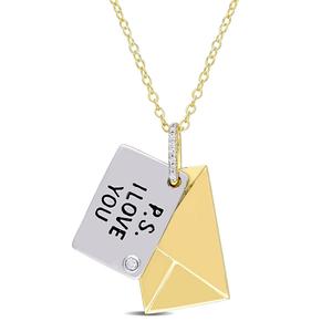 Sophia B 0.04ctw. Diamond Accent I Love You Pendant