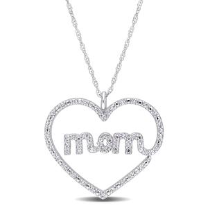 Sophia B 10kt. White Gold 1/5ctw. Diamond Mom Heart Pendant