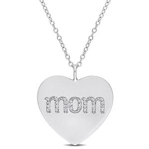 Sophia B Silver 1/10ctw. Diamond Mom Heart Pendant Necklace