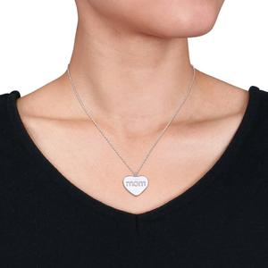 Sophia B Silver 1/10ctw. Diamond Mom Heart Pendant Necklace alternate view