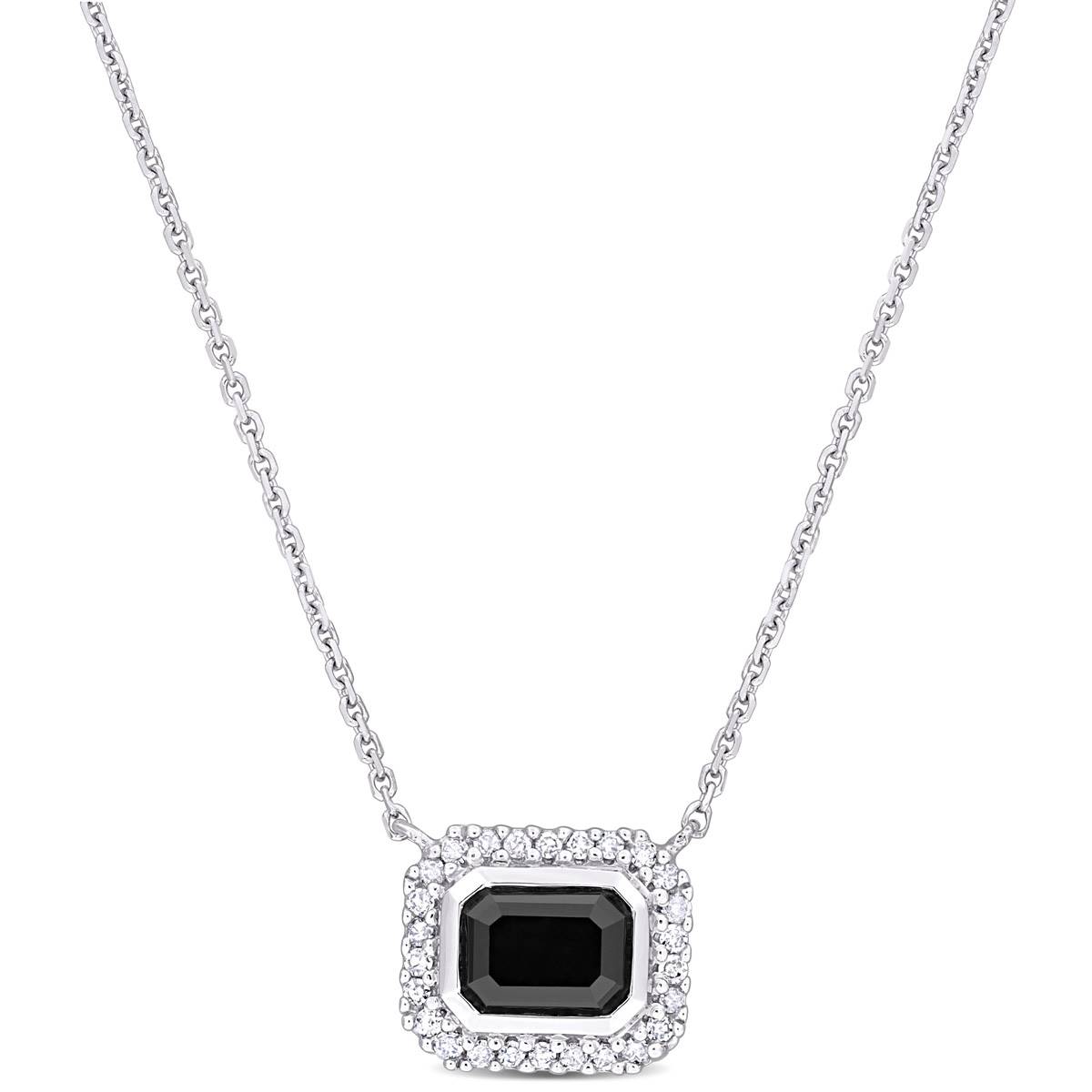 Sophia B 1 1/8ctw. Black & White Emerald Shape Diamond Necklace