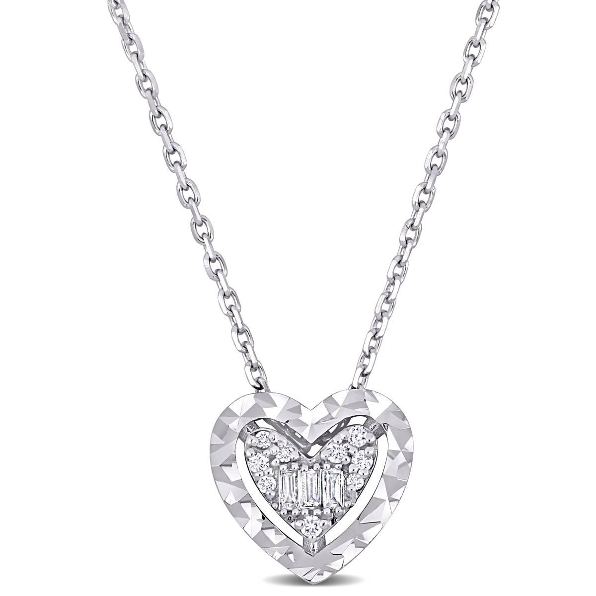 Sophia B 1/8ctw. 14kt. White Gold Heart Diamond Pendant Necklace