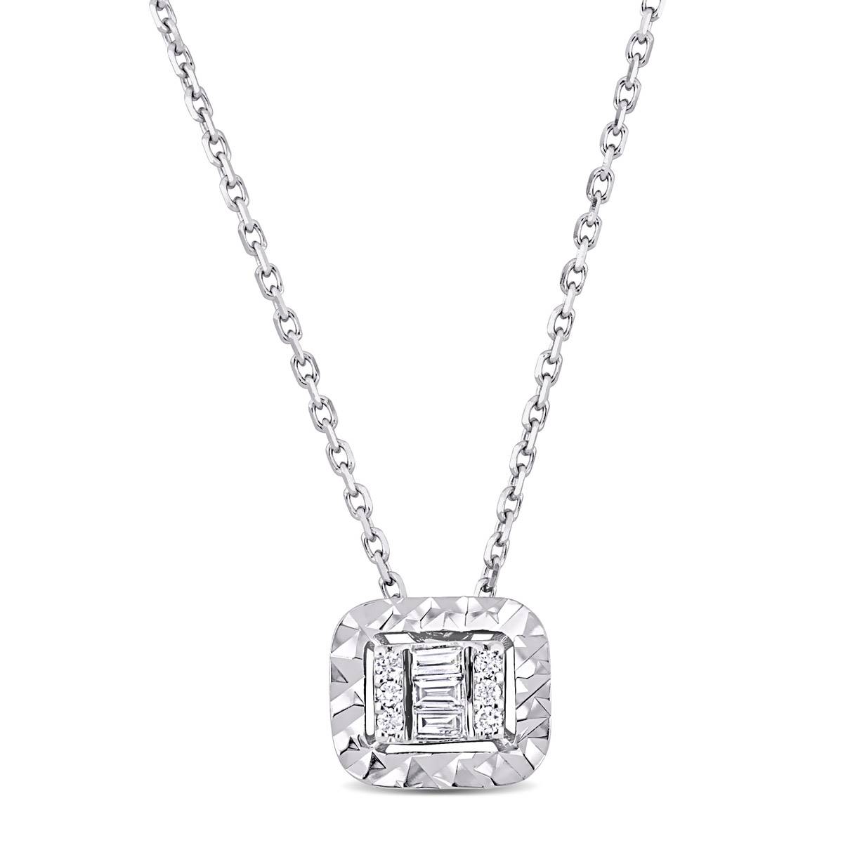 Sophia B 1/10ctw. Baguette Square Diamond Pendant Necklace