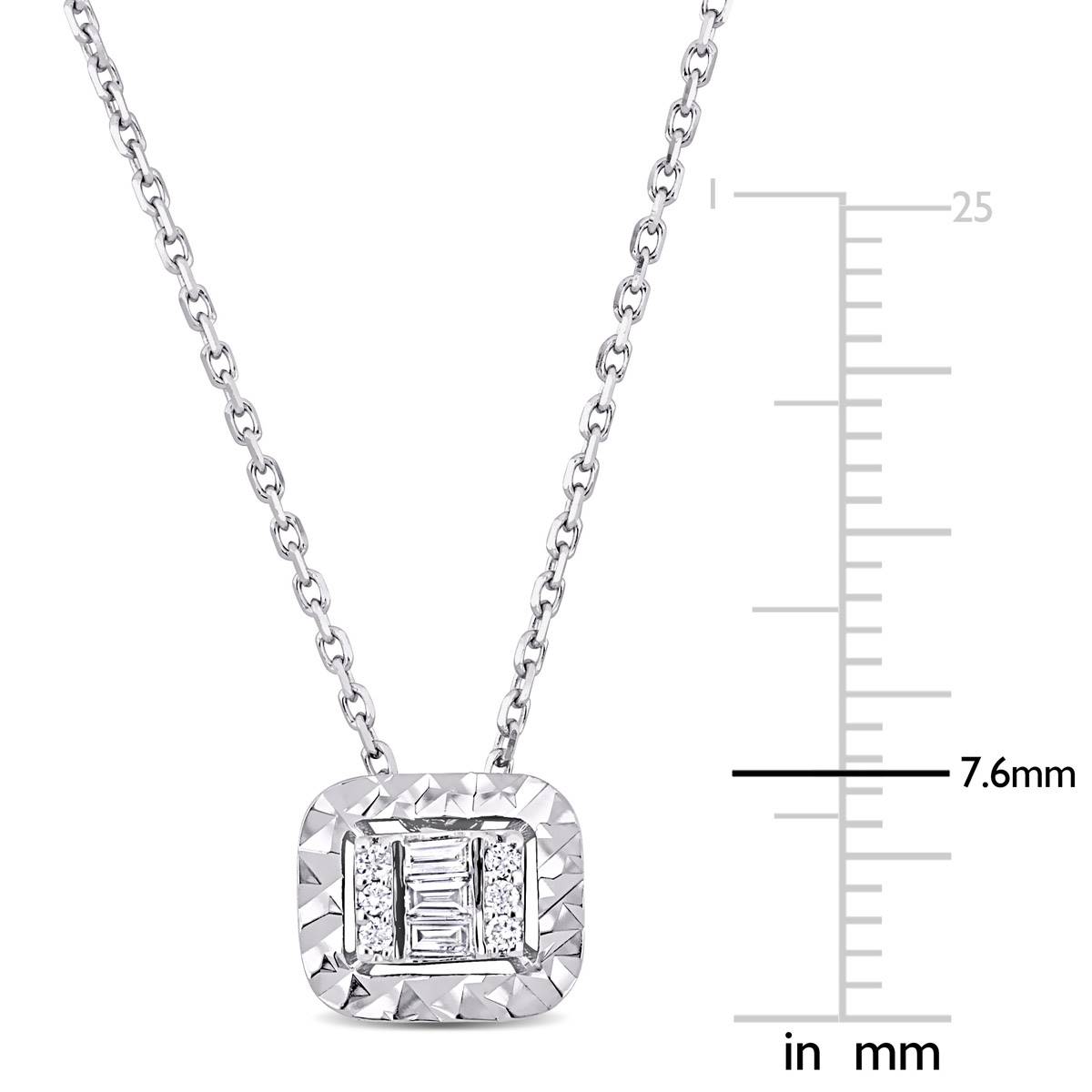 Sophia B 1/10ctw. Baguette Square Diamond Pendant Necklace