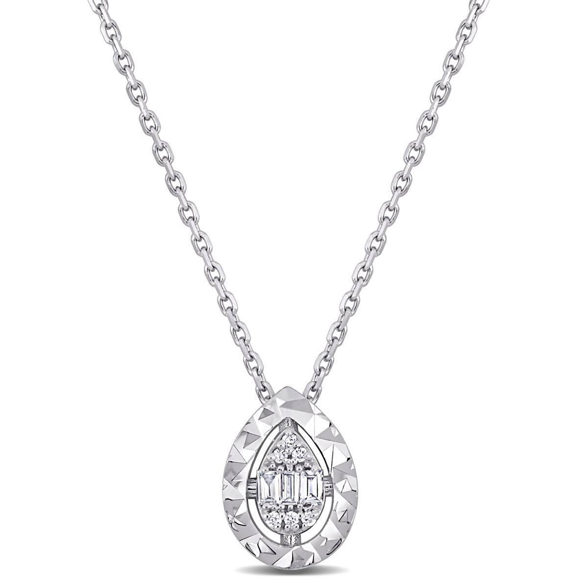 Sophia B 1/8ctw. Baguette Pear Diamond Pendant Necklace