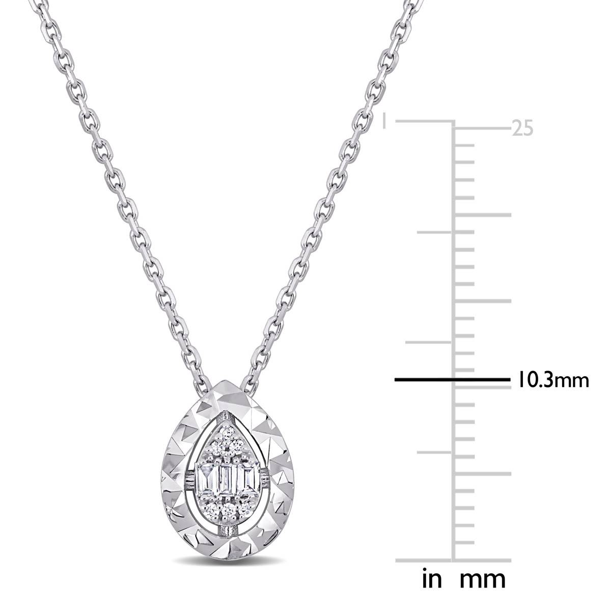 Sophia B 1/8ctw. Baguette Pear Diamond Pendant Necklace