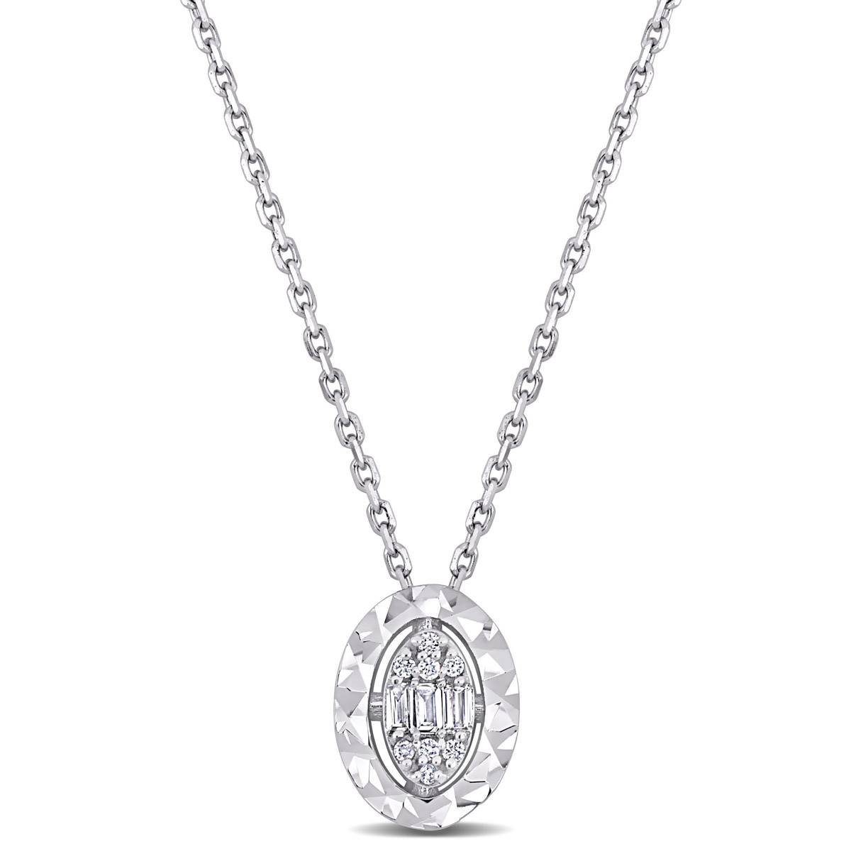 Sophia B 1/8ctw. Baguette Oval Diamond Pendant Necklace