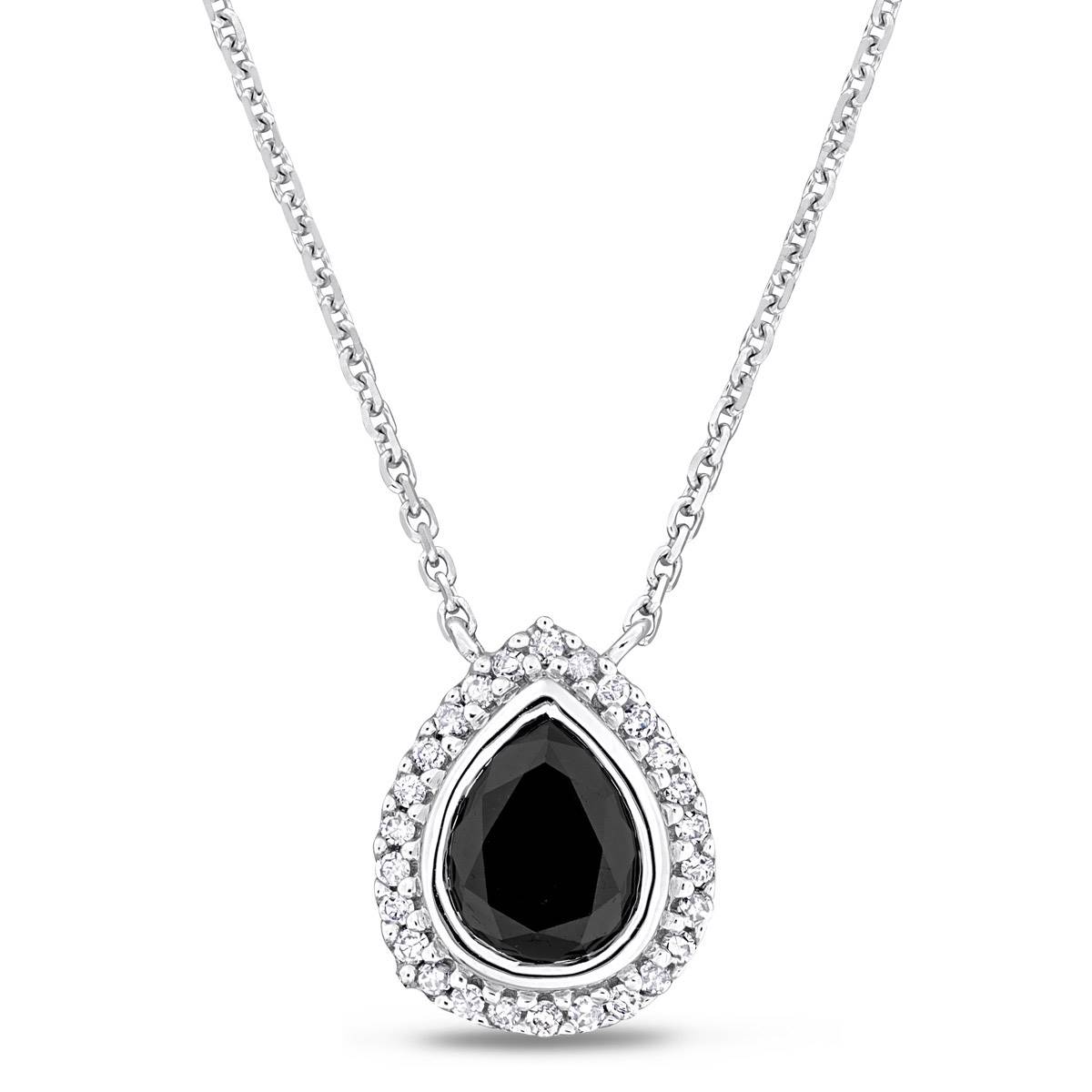 Sophia B 1 1/10ctw. Black & White Pear Diamond Necklace