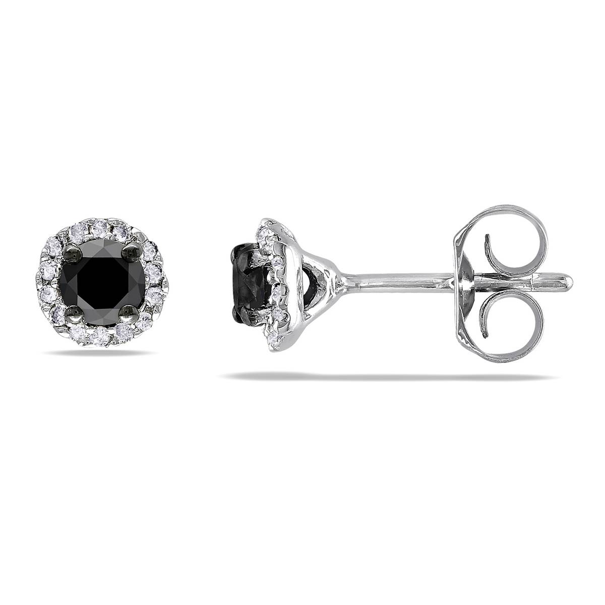 Radiant Rainbow(tm) 1/2ctw. Halo Black Diamond Stud Earrings