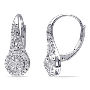 Diamond Classics(tm) Sterling Silver 1/4ctw. Leverback Earrings