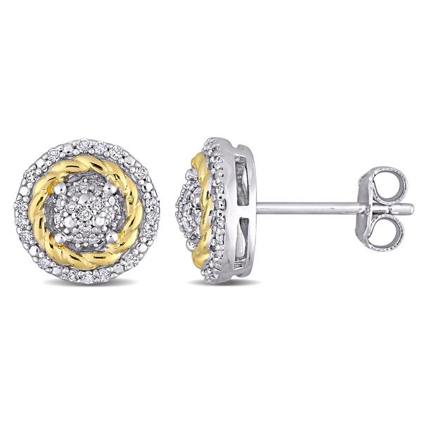 Diamond Classics(tm) Sterling Silver Floral Halo Earrings