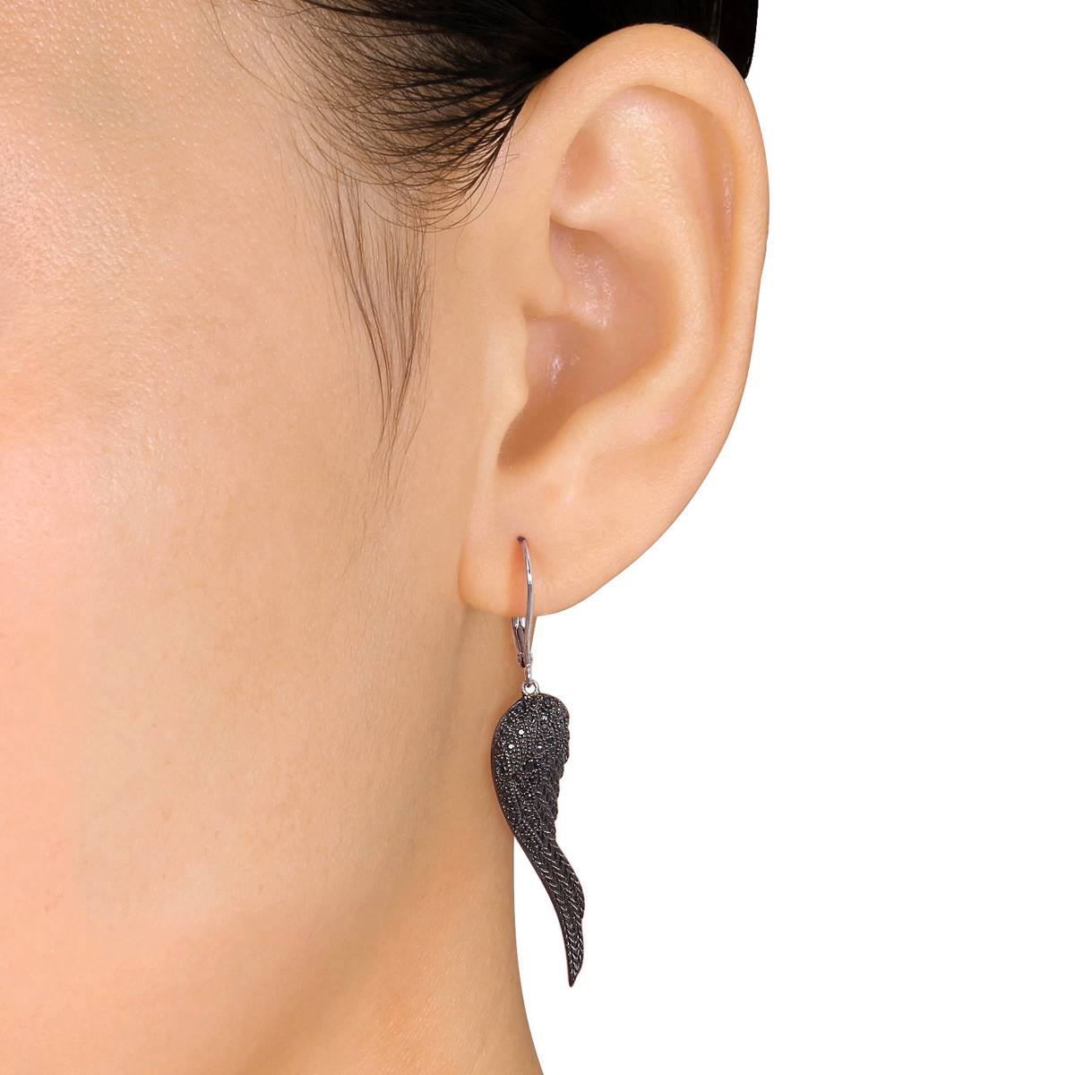 Radiant Rainbow(tm) Black Diamond Leverback Wing Earrings