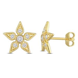 Gemstone Classics(tm) 18k Gold Plated Lab Grown Diamond Earrings