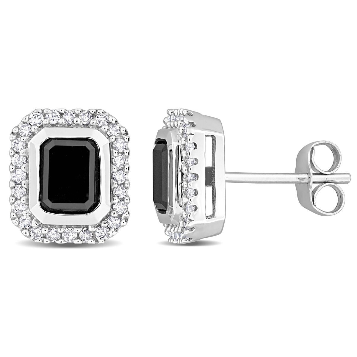 Sophia B 2 1/4ctw. Black & White Emerald-Cut Diamond Earrings