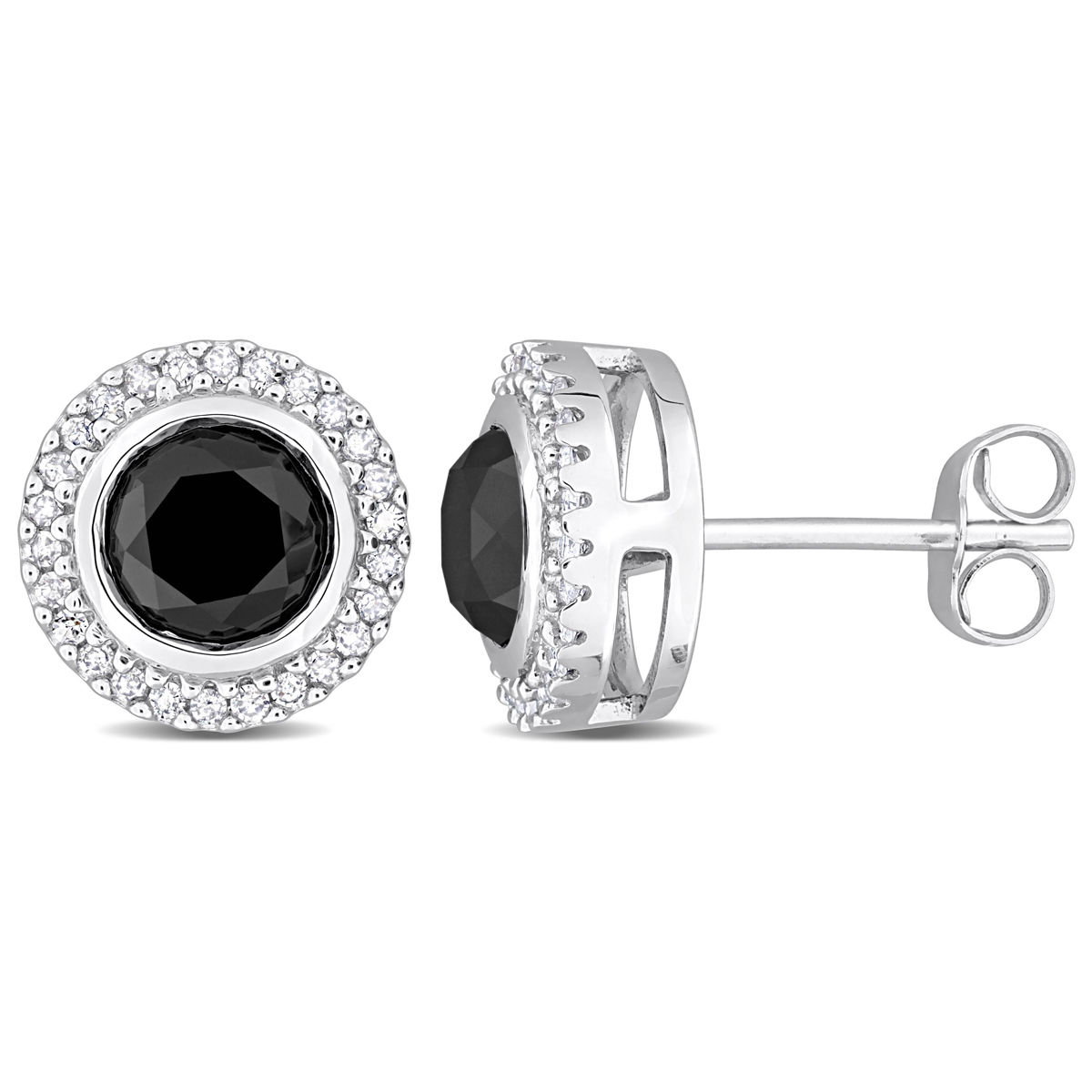 Sophia B 2 1/5ctw. Black & White Round Diamond Post Stud Earrings