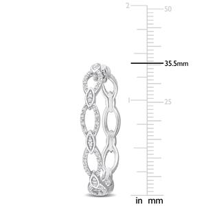 Sophia B 1/4ctw. Woven Silver Diamond Hoop Earrings alternate view