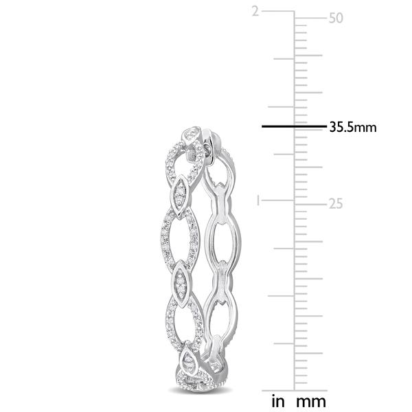 Sophia B 1/4ctw. Woven Silver Diamond Hoop Earrings alternate view