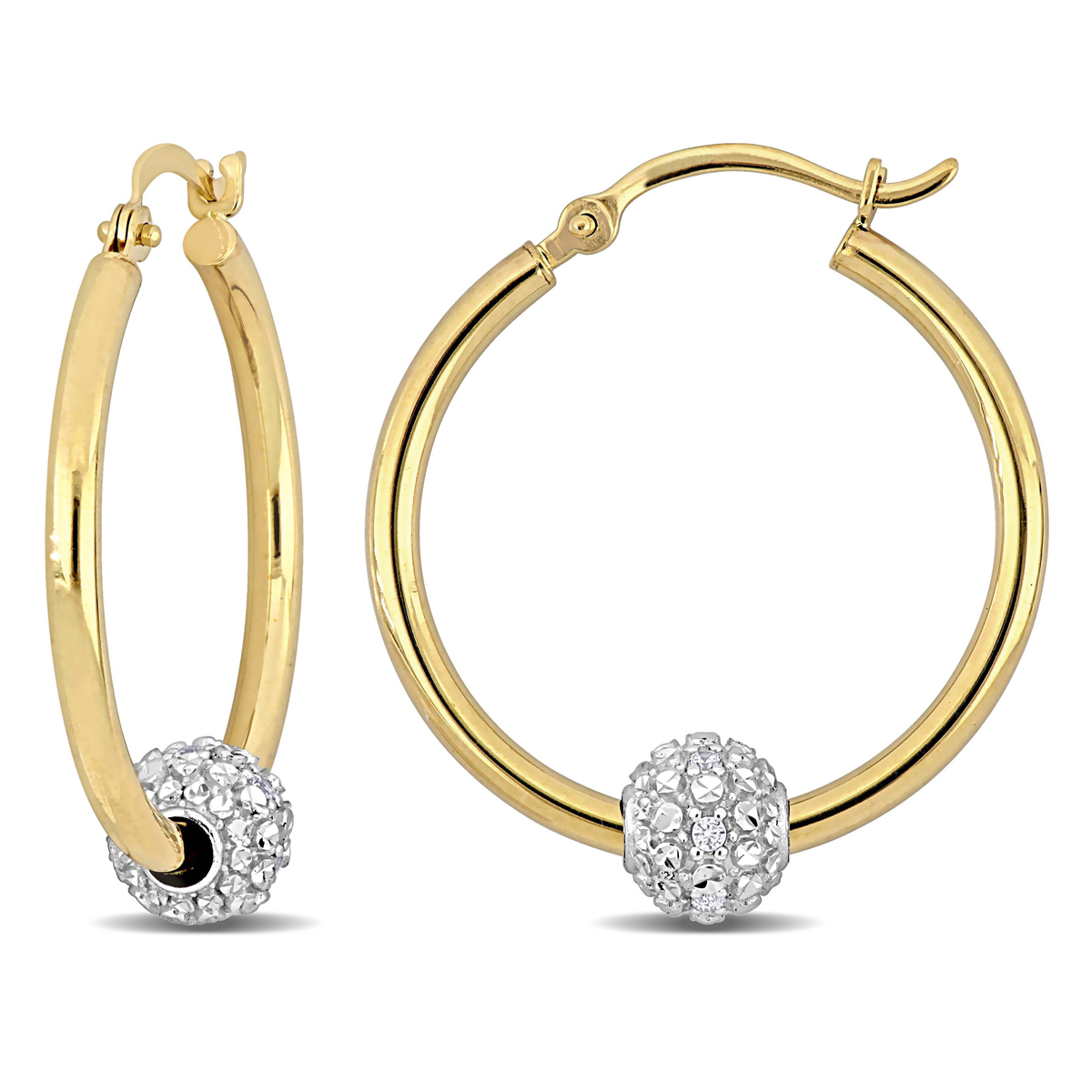 Sophia B 1/8ctw. Diamond Ball 14kt. Gold Hoop Earrings