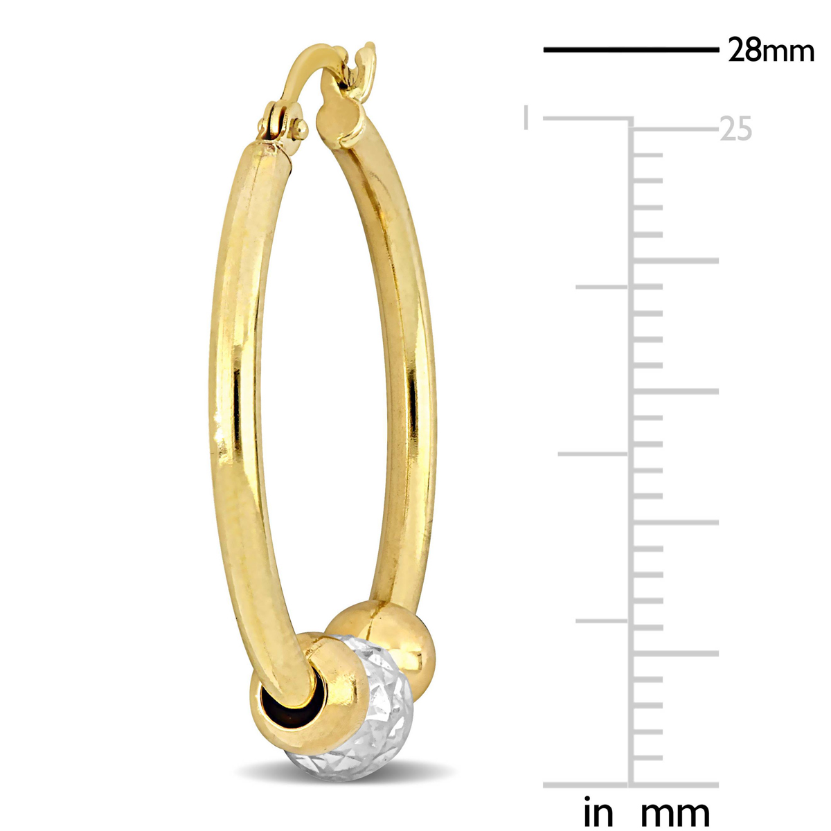 Sophia B 1/8ctw. Diamond 14kt. Gold 3 Bead Hoop Earrings