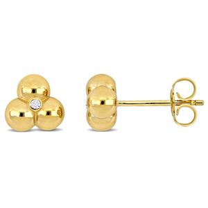 Sophia B 1/8ctw. Diamond Triple Bead 14kt. Gold Stud Earrings