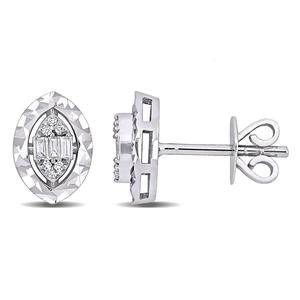 Sophia B 1/10ctw. Baguette Diamond Oval Stud Earrings