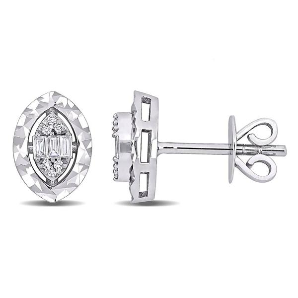 Sophia B 1/10ctw. Baguette Diamond Oval Stud Earrings