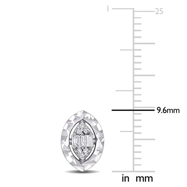 Sophia B 1/10ctw. Baguette Diamond Oval Stud Earrings alternate view