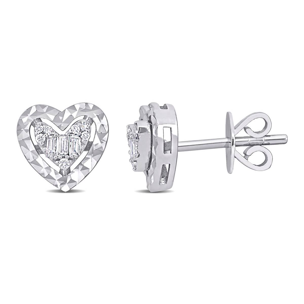 Sophia B 14kt. White Gold 1/10ctw. Heart Diamond Stud Earrings