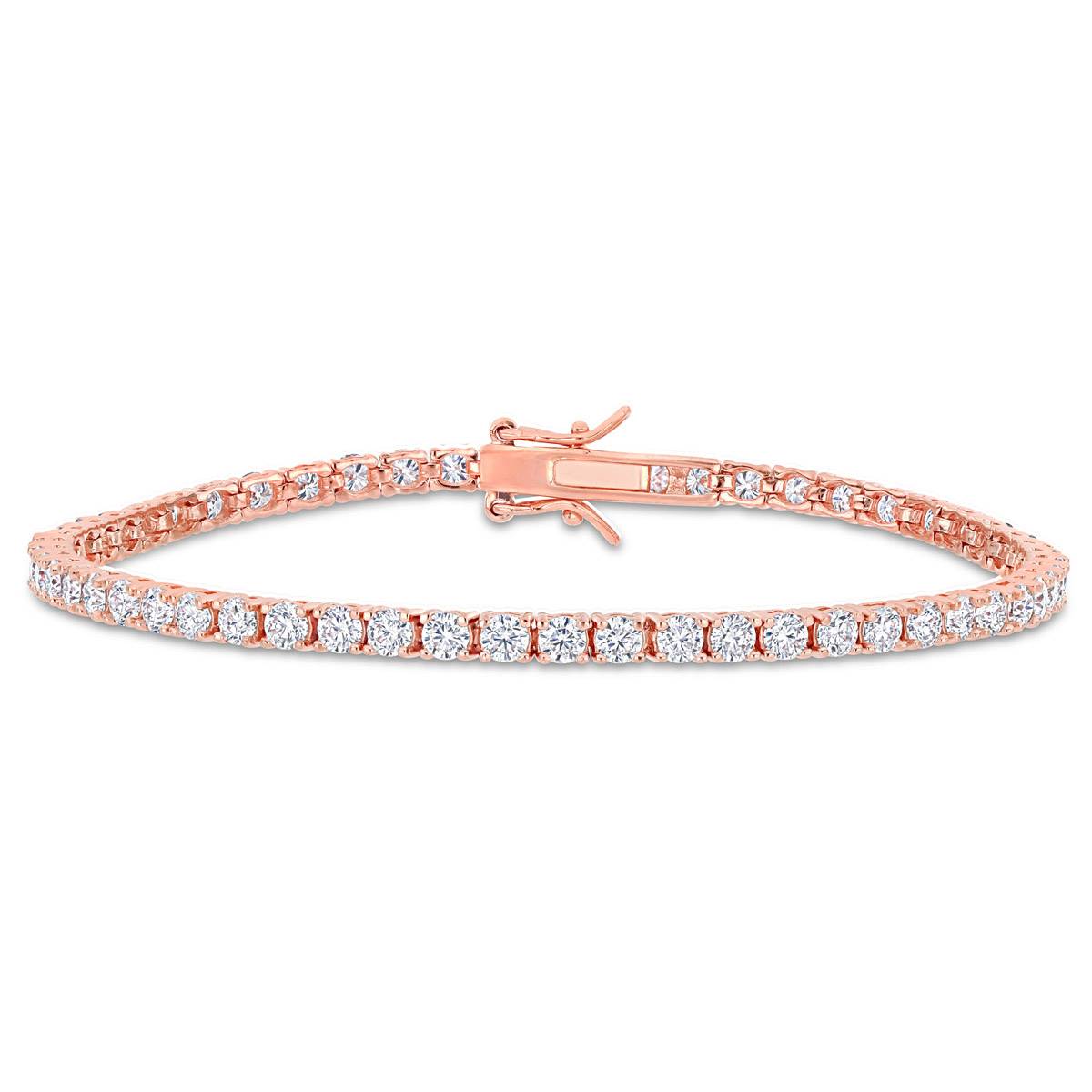 Sterling Silver 18kt. Rose Gold Dew Moissanite Bracelet