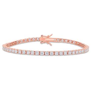 Sterling Silver 18kt. Rose Gold Dew Moissanite Bracelet