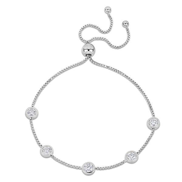 Sterling Silver 1 1/4ctw. Dew Moissanite Bolo Bracelet