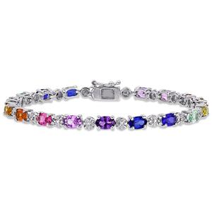 Gemstone Classics(tm) Diamond & Multi-Color Sapphire Bracelet