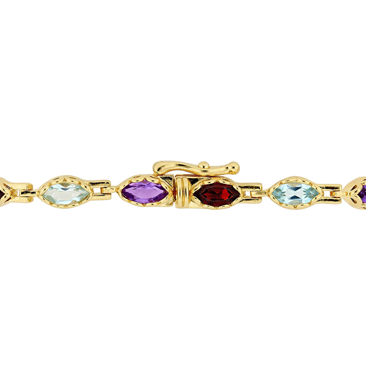 Gemstone Classics(tm) Garnet Blue Topaz Peridot Tennis Bracelet