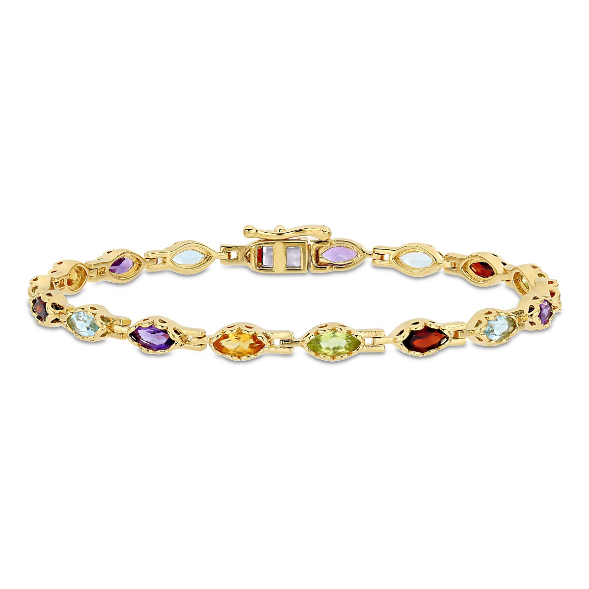 Gemstone Classics(tm) Garnet Blue Topaz Peridot Tennis Bracelet