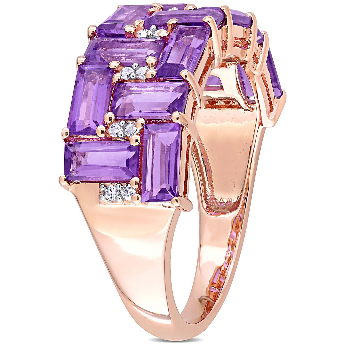 Gemstone Classics(tm) 10kt. Pink Gold Diamond & Amethyst Ring