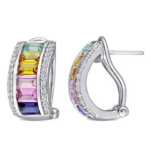 Gemstone Classics(tm) 4 1/4ctw. Multi-Color Sapphire Post Earrings