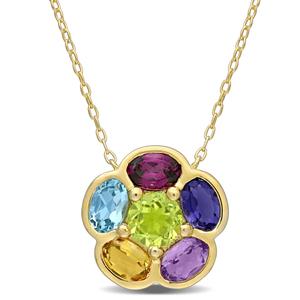Gemstone Classics(tm) Rhodolite Blue Topaz Pendant Necklace