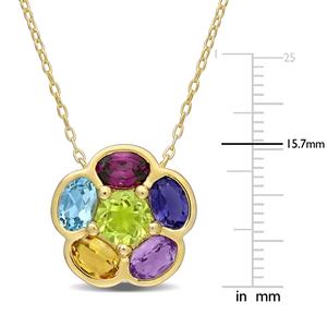 Gemstone Classics(tm) Rhodolite Blue Topaz Pendant Necklace alternate view