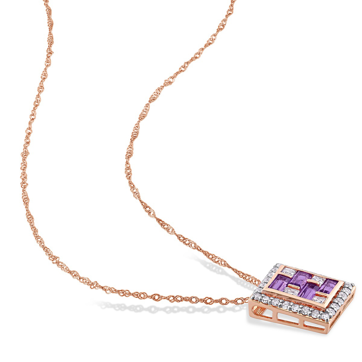 Gemstone Classics(tm) 10kt. Pink Gold & White Topaz Pendant Necklace