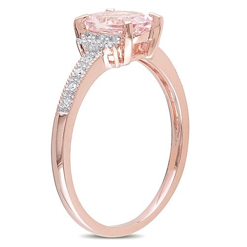 Gemstone Classics(tm) Silver w/ Diamond & Morganite Rings alternate view