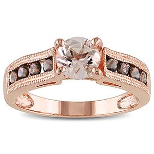 Gemstone Classics(tm) Smokey Quartz & Round-Cut Morganite Ring