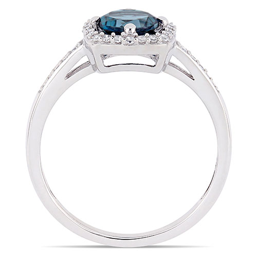 Gemstone Classics(tm) 10kt. White Gold & Blue Topaz Halo Ring